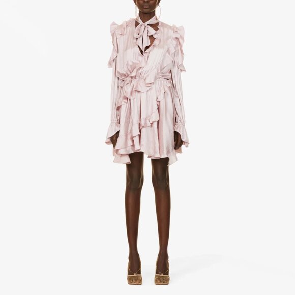 NWT Off-White by Virgil Abloh Ruffled Dress in Pink, size 40IT (fits size small) - Picture 13 of 15